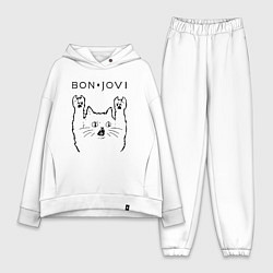 Женский костюм оверсайз Bon Jovi - rock cat, цвет: белый