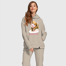 Женский костюм оверсайз Lisa Blackpink, цвет: миндальный — фото 2
