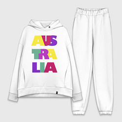 Женский костюм оверсайз Австралия - буквы - цвет, цвет: белый