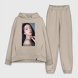 Женский костюм оверсайз Kim Jisoo, цвет: миндальный