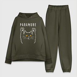 Женский костюм оверсайз Paramore rock cat, цвет: хаки