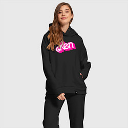Женский костюм оверсайз Логотип розовый Кен, цвет: черный — фото 2