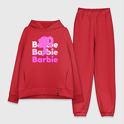 Женский костюм оверсайз Логотип Барби объемный, цвет: красный