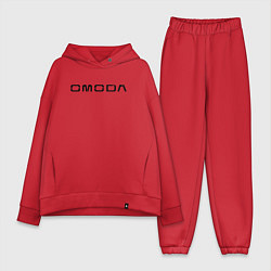 Женский костюм оверсайз Omoda big black logo, цвет: красный