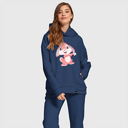 Женский костюм оверсайз Розовый крольчонок, цвет: тёмно-синий — фото 2