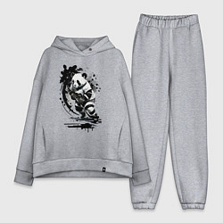 Женский костюм оверсайз Панда - крутой хоккеист, цвет: меланж