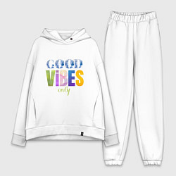 Женский костюм оверсайз  Good vibes only, цвет: белый