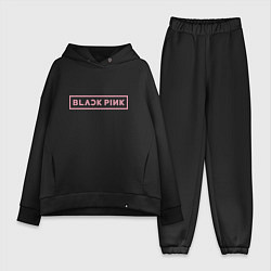 Женский костюм оверсайз Black pink - logotype - South Korea, цвет: черный
