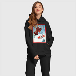 Женский костюм оверсайз Медведь на дереве и заяц, цвет: черный — фото 2