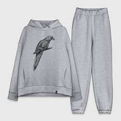 Женский костюм оверсайз Попугай с цветком, цвет: меланж