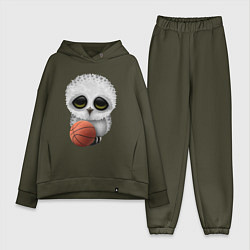 Женский костюм оверсайз Сова баскетболист, цвет: хаки