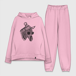Женский костюм оверсайз Зебра хипстер, цвет: светло-розовый