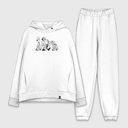 Женский костюм оверсайз Доктор ливси идёт под фонк, цвет: белый