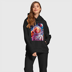 Женский костюм оверсайз Красавица Барби в космосе - нейросеть, цвет: черный — фото 2