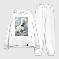 Женский костюм оверсайз Белая лошадь на фоне неба, цвет: белый