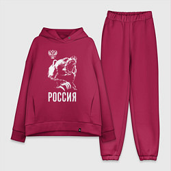 Женский костюм оверсайз Русский медведь, цвет: маджента