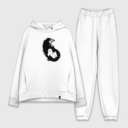 Женский костюм оверсайз Инь ян чёрный парный, цвет: белый