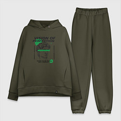 Женский костюм оверсайз Статуя Давида streetwear, цвет: хаки