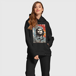 Женский костюм оверсайз Портрет Че Гевара, цвет: черный — фото 2