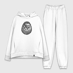 Женский костюм оверсайз Ежик свернулся клубком, цвет: белый