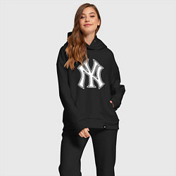 Женский костюм оверсайз New York yankees - baseball logo, цвет: черный — фото 2