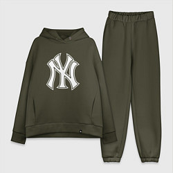 Женский костюм оверсайз New York yankees - baseball logo, цвет: хаки