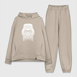 Женский костюм оверсайз Утка спереди, цвет: миндальный