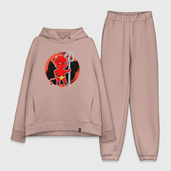 Женский костюм оверсайз Маленький сатана с трезубцем, цвет: пыльно-розовый