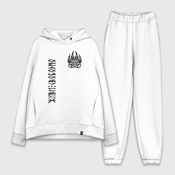 Женский костюм оверсайз Символ оберег волчья лапа - живи свободно, цвет: белый