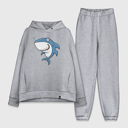 Женский костюм оверсайз Cute shark, цвет: меланж