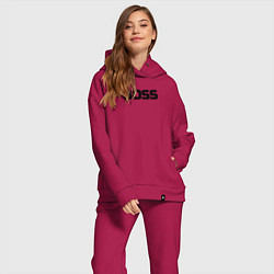 Женский костюм оверсайз Boss по английски, цвет: маджента — фото 2