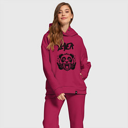 Женский костюм оверсайз Slayer - rock panda, цвет: маджента — фото 2