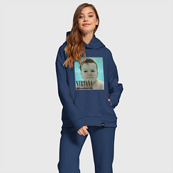 Женский костюм оверсайз Nirvana x Hasbik, цвет: тёмно-синий — фото 2