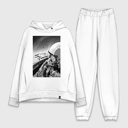 Женский костюм оверсайз Ванпанчмен Сайтама на крыле самолета, цвет: белый