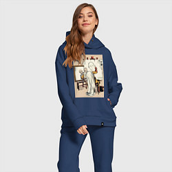 Женский костюм оверсайз Ванпанчмен Сайтама рисует, цвет: тёмно-синий — фото 2