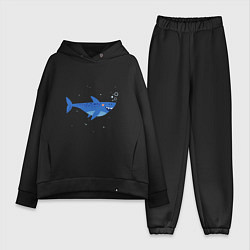 Женский костюм оверсайз Синяя акула, цвет: черный