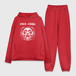 Женский костюм оверсайз Papa Roach rock panda, цвет: красный
