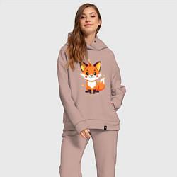 Женский костюм оверсайз Милая лисичка со звездочками, цвет: пыльно-розовый — фото 2