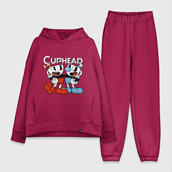 Женский костюм оверсайз Cuphead and Mugman, цвет: маджента