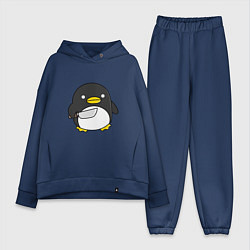 Женский костюм оверсайз Линукс пингвин, цвет: тёмно-синий