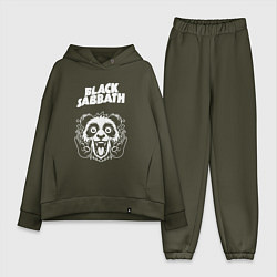 Женский костюм оверсайз Black Sabbath rock panda, цвет: хаки