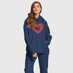 Женский костюм оверсайз Puzzle heart, цвет: тёмно-синий — фото 2