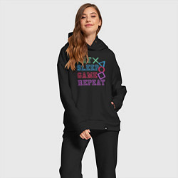 Женский костюм оверсайз Eat play sleep repeat lettering, цвет: черный — фото 2