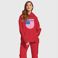 Женский костюм оверсайз United States, цвет: красный — фото 2