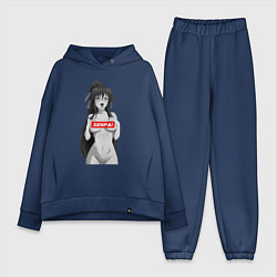 Женский костюм оверсайз Ахегао senpai nudity, цвет: тёмно-синий
