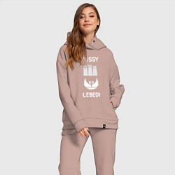 Женский костюм оверсайз Кошки лебеди, цвет: пыльно-розовый — фото 2