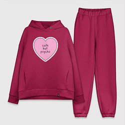 Женский костюм оверсайз Cute but psycho pink heart, цвет: маджента
