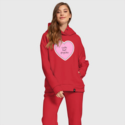 Женский костюм оверсайз Cute but psycho pink heart, цвет: красный — фото 2