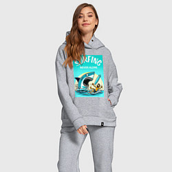 Женский костюм оверсайз Surfing never alone - shark and surfer, цвет: меланж — фото 2
