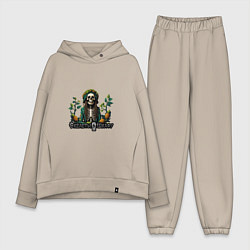 Женский костюм оверсайз Арт Регги - Скелеты в шкафу, цвет: миндальный